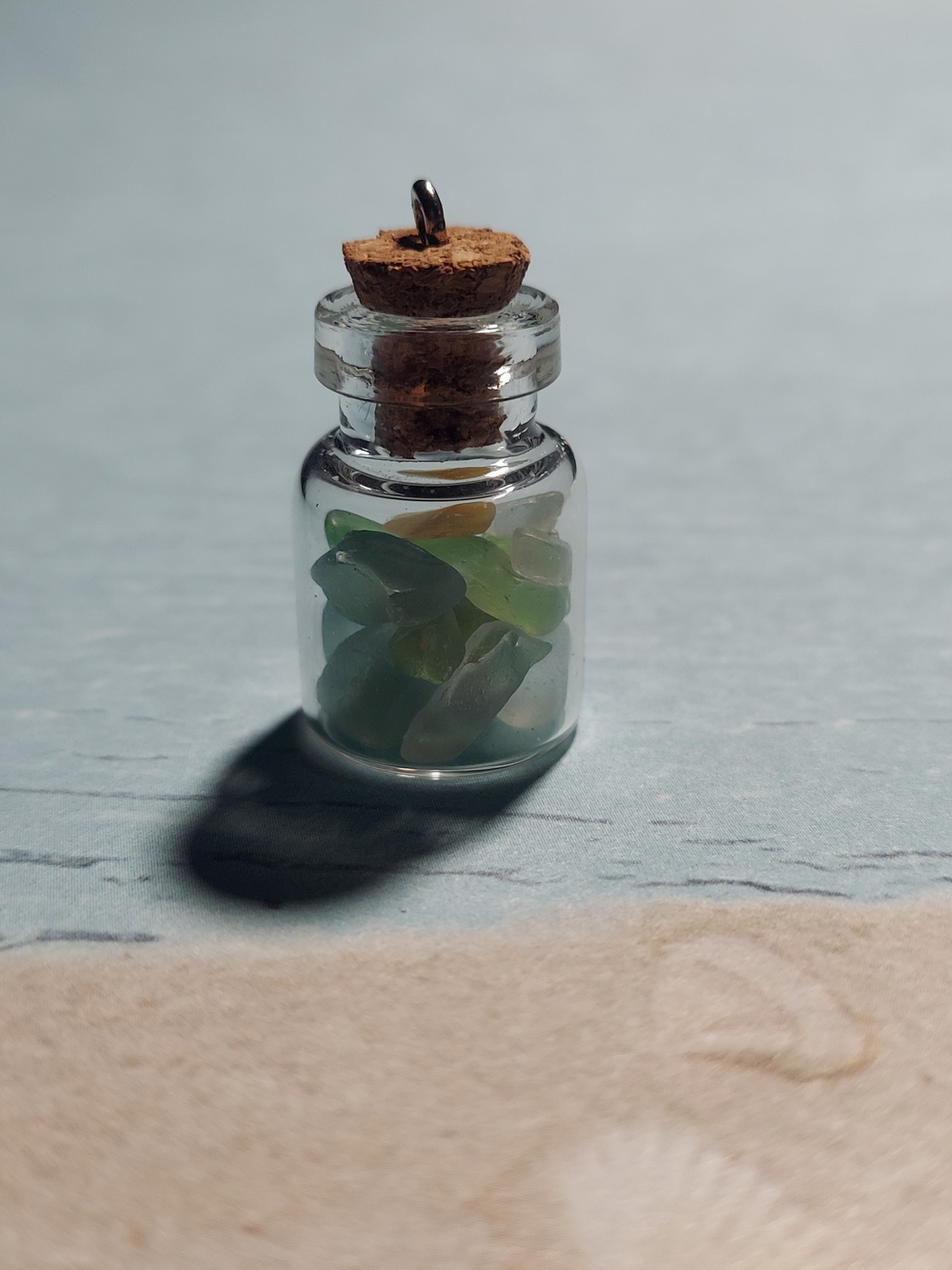 Authentic RI Micro Sea Glass Jar Pendant Necklace
